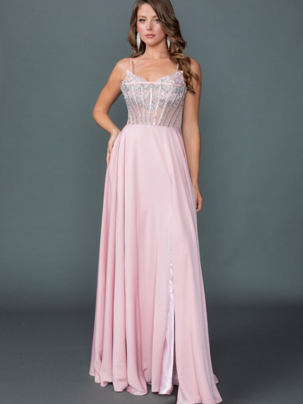 NEW BLUSH Evening Gown Floor Length Formal Elegant Stunning 4589